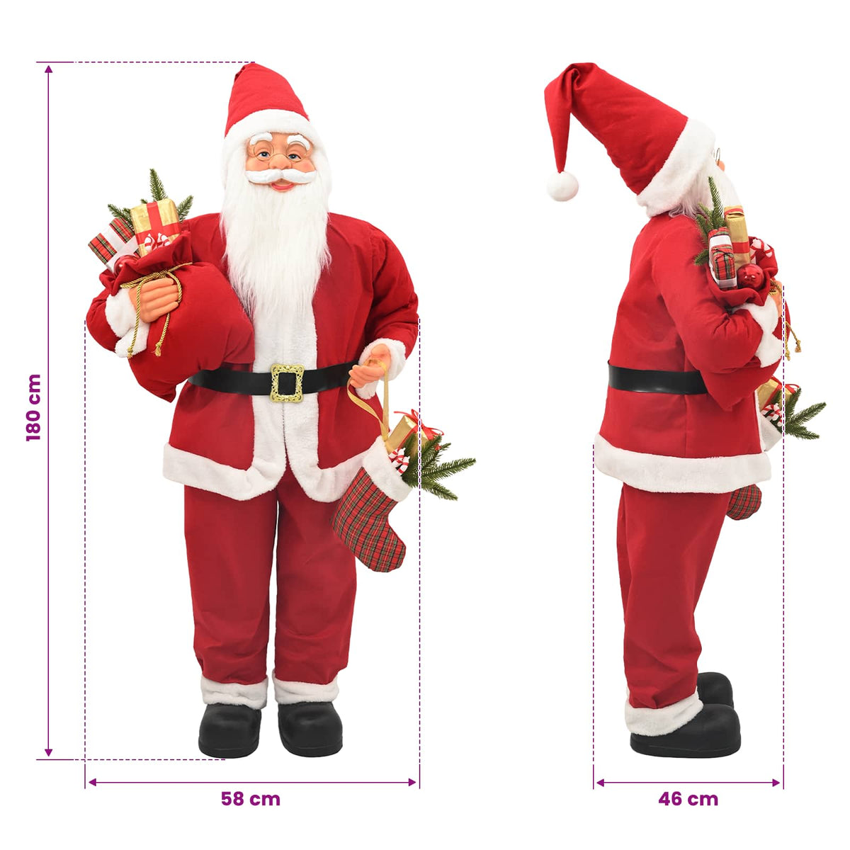 vidaXL Santa Claus Figure Red 180 cm Polyester