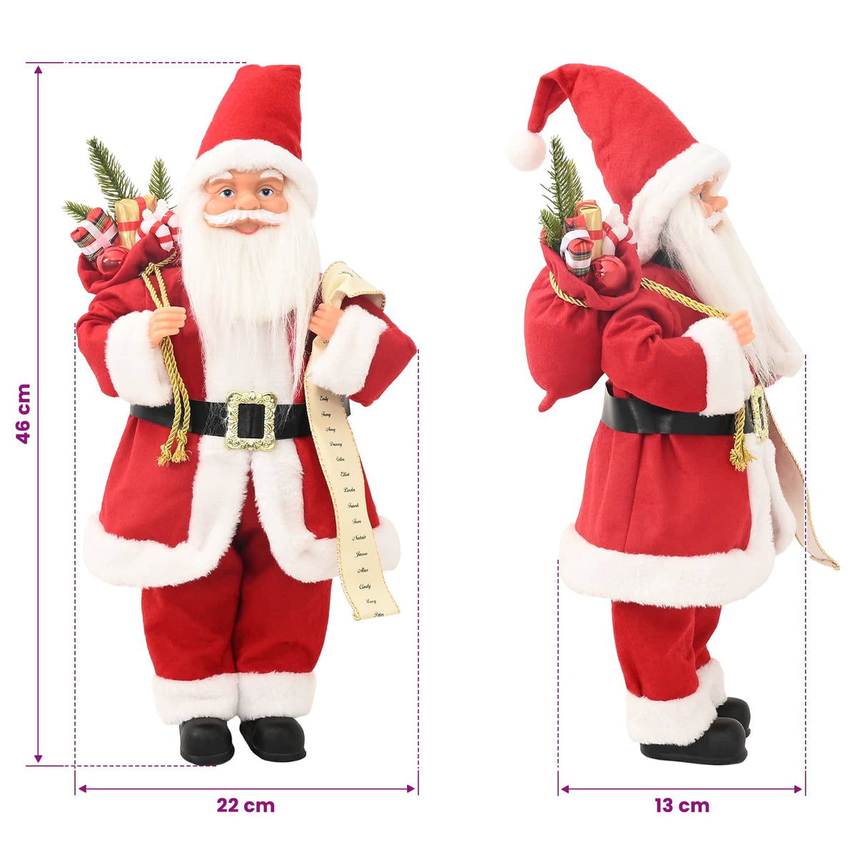vidaXL Santa Claus Figure Red 46 cm Polyester
