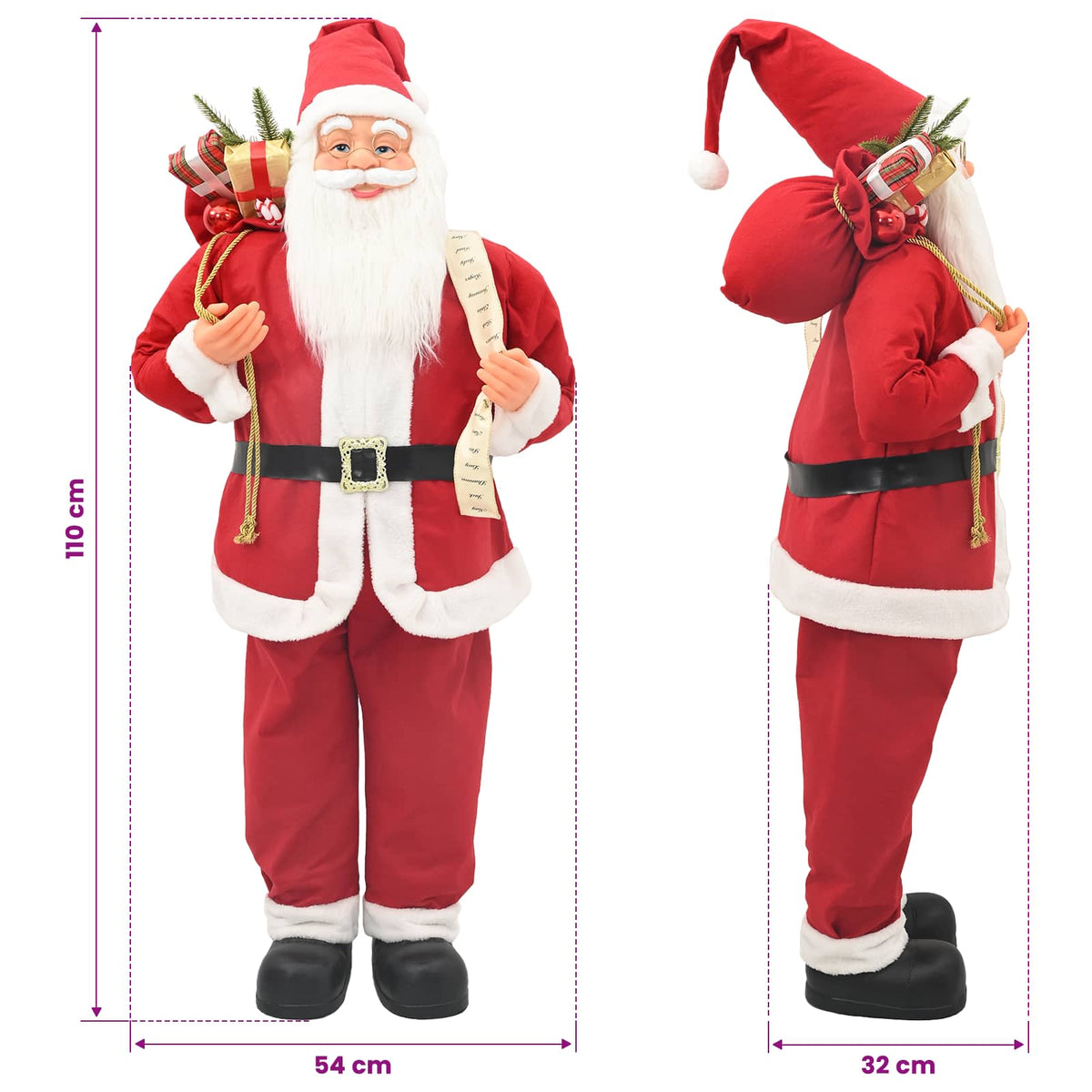 vidaXL Santa Claus Figure Red 110 cm Polyester