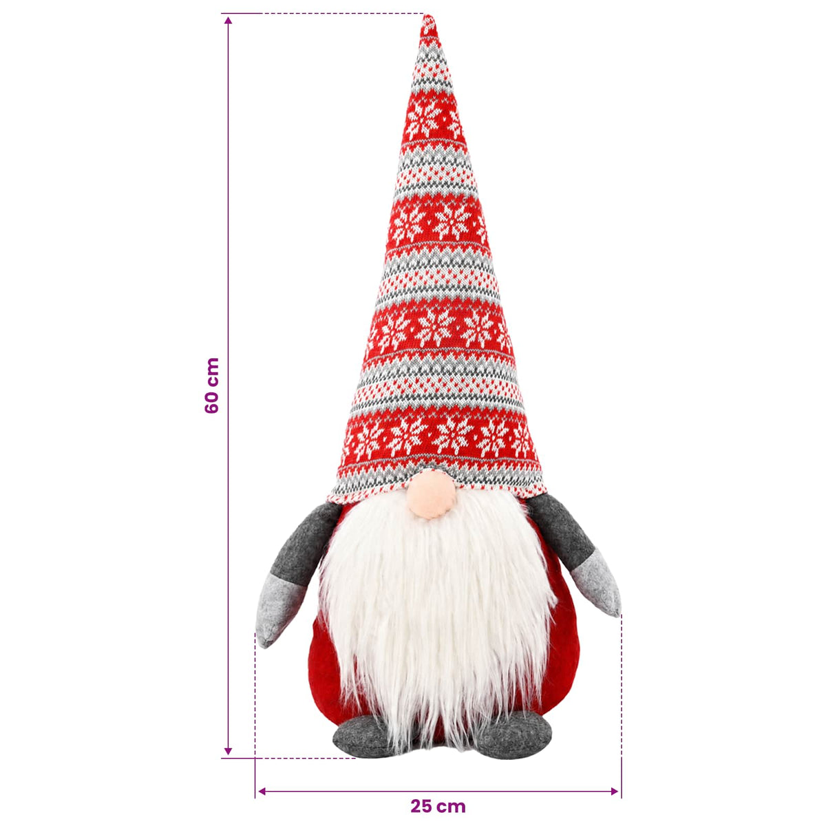 vidaXL Christmas Gnome Red 60 cm Polyester