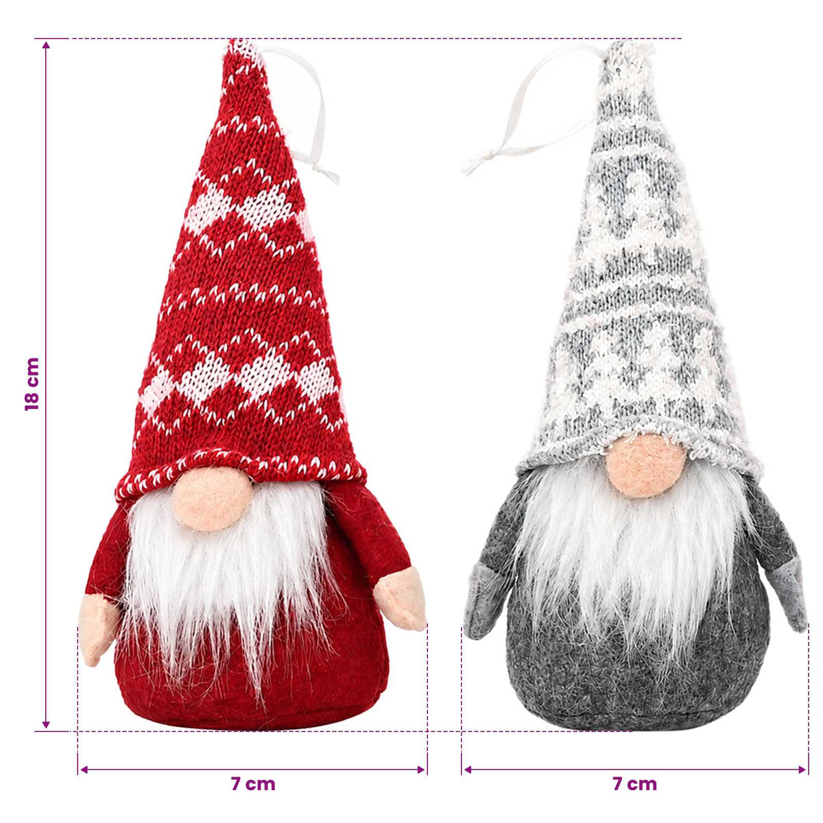 vidaXL Sitting Gnome Set 3 pcs Red and Grey 10 x 18 cm Polyester