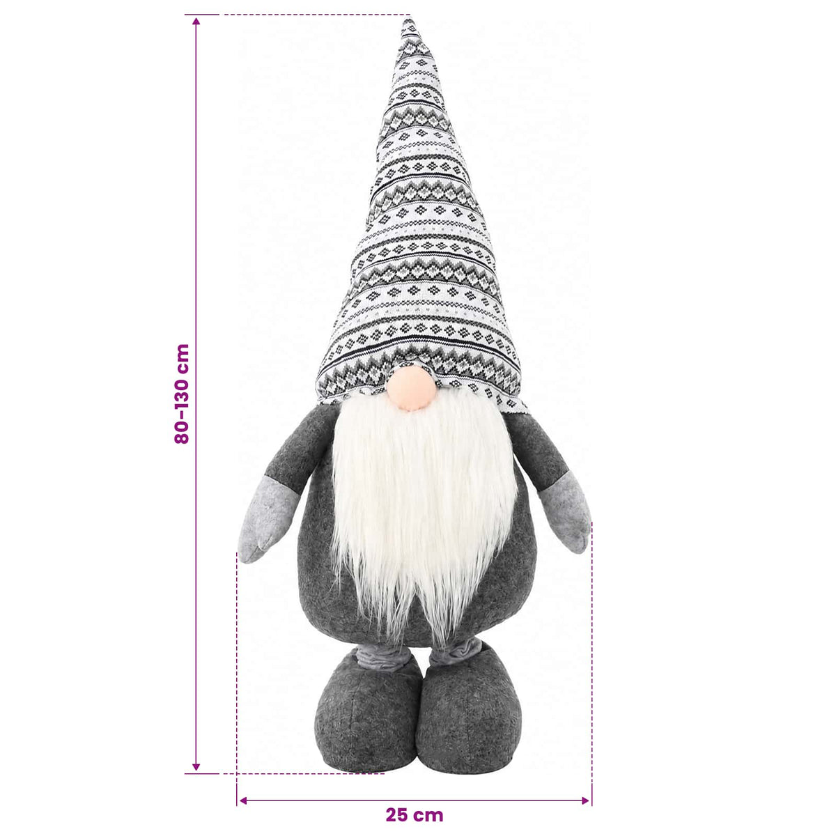 vidaXL Christmas Gnome with Extendable Legs Grey 130 cm Polyester