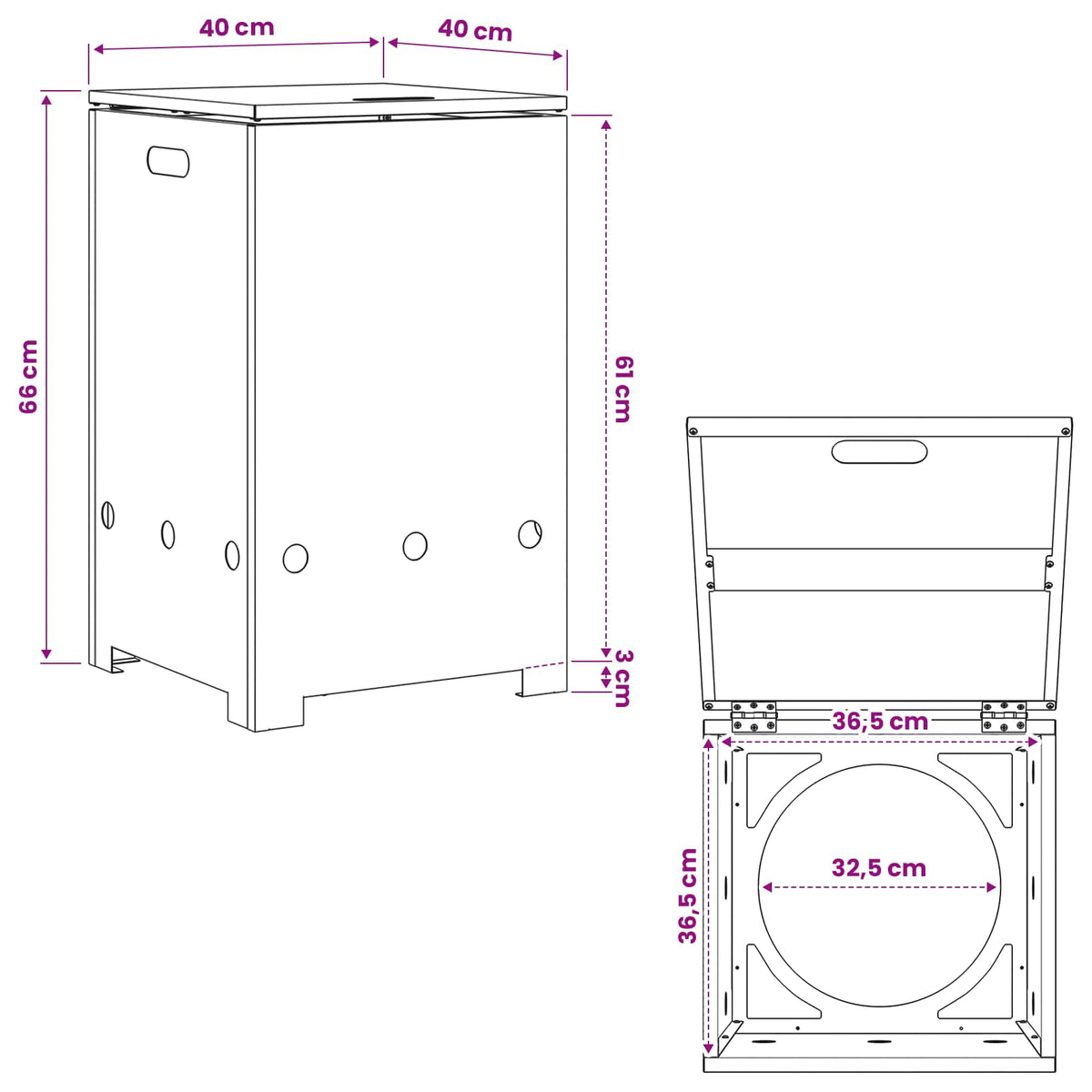 vidaXL Propane Tank Cover 40 x 40 x 66 cm Steel Black