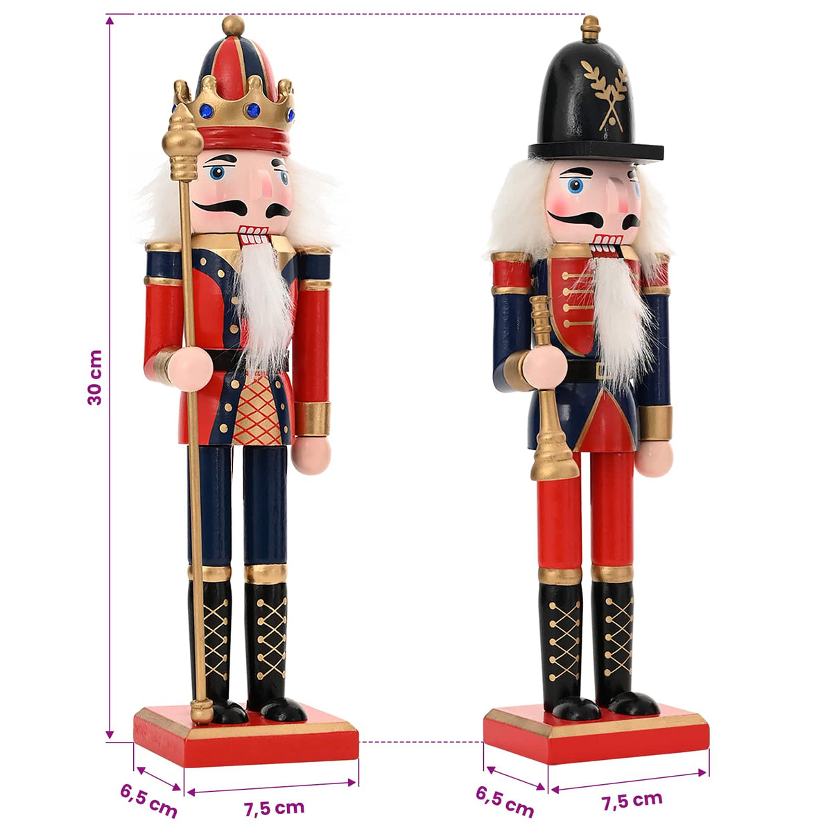 vidaXL Christmas Nutcracker TURKU 2 pcs Red and Black 30 cm