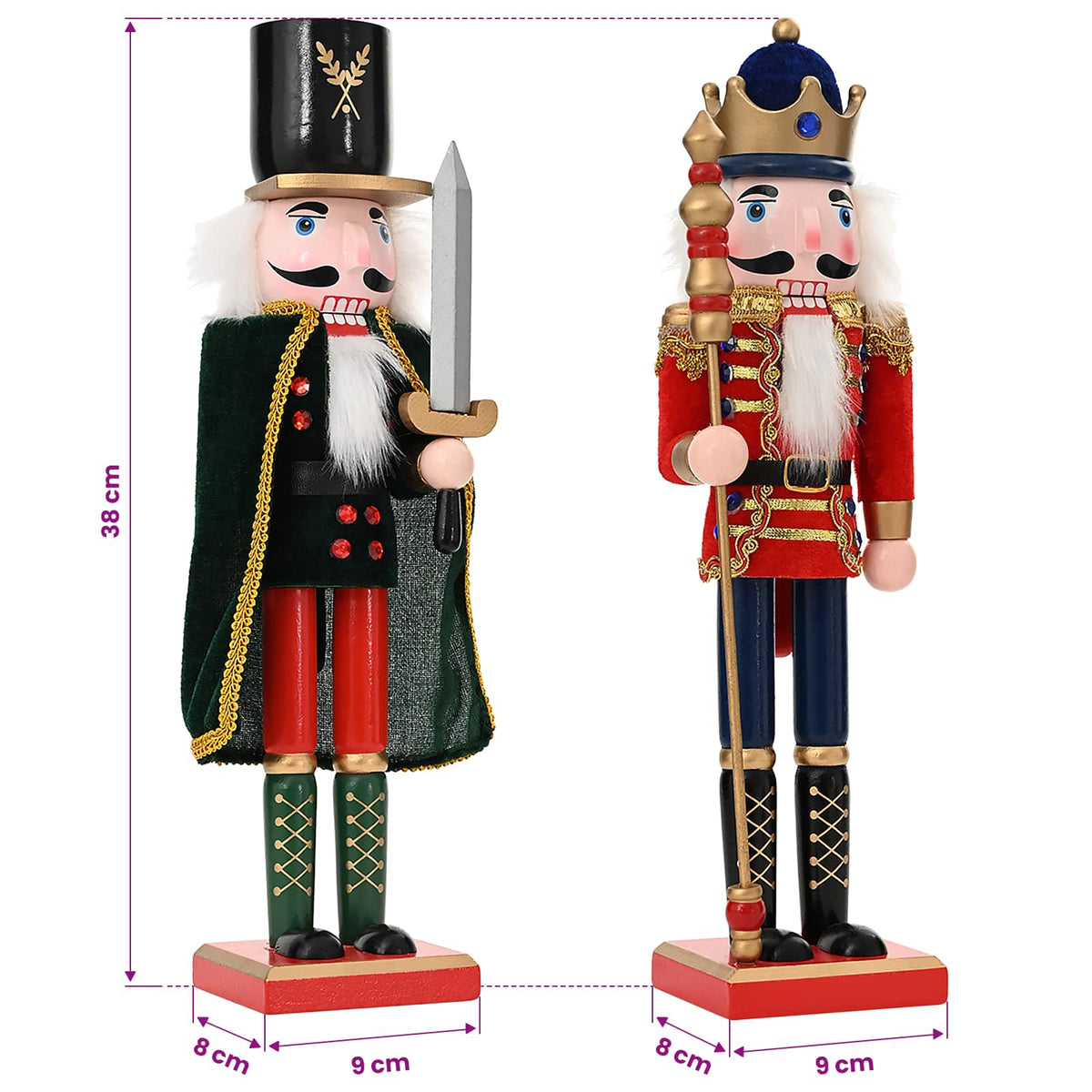 vidaXL Christmas Nutcracker TURKU 2 pcs Red and Black 38 cm