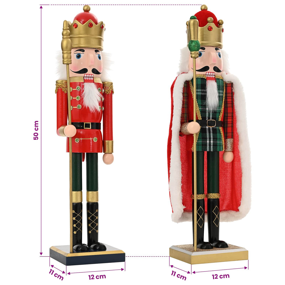 vidaXL Christmas Nutcracker TURKU 2 pcs Red and Black 50 cm