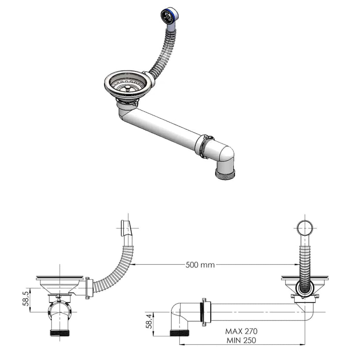 vidaXL Kitchen Sink Single Basin Granite 43 x 46 x 20 cm Graphite