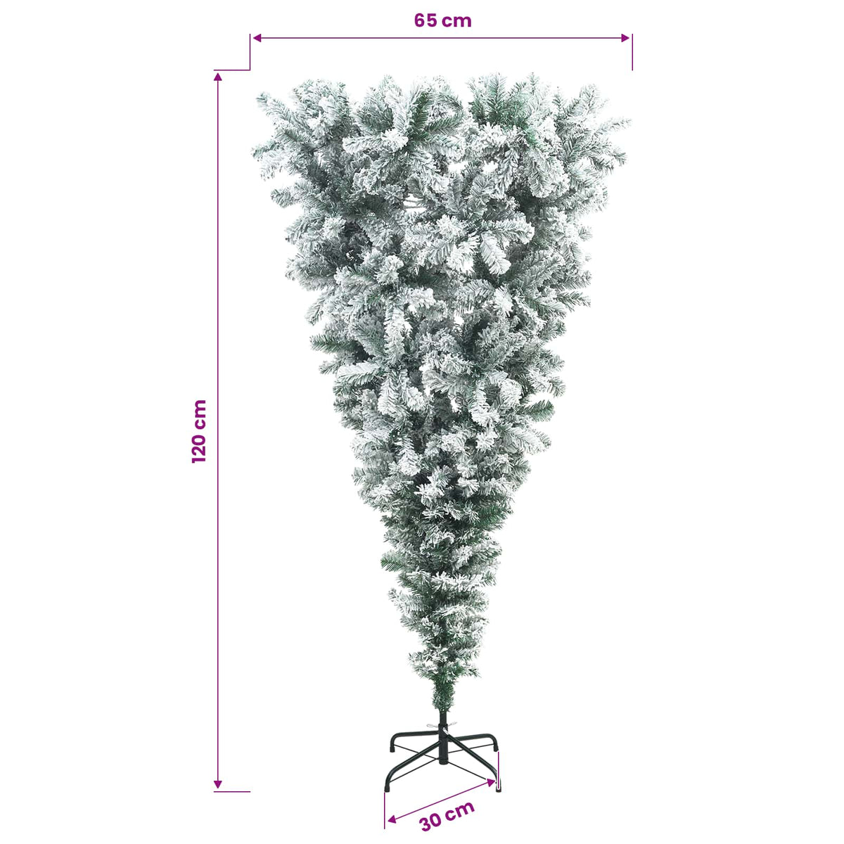 vidaXL Upside-down Artificial Hinged Christmas Tree 120 cm 150 LEDs