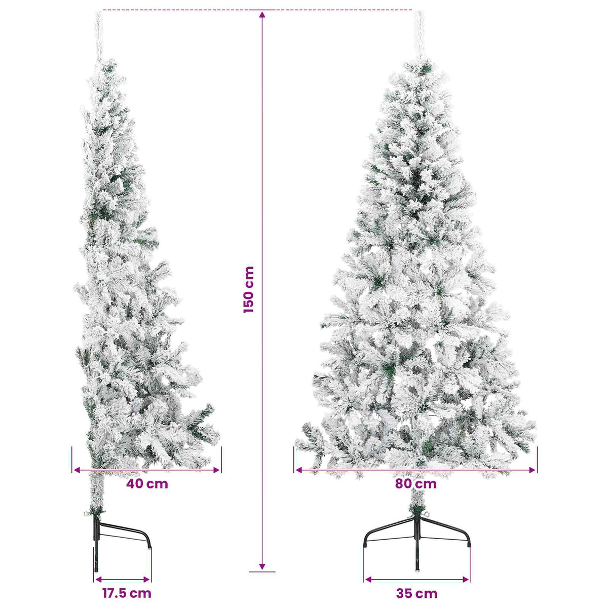 vidaXL Artificial Hinged Christmas Tree 150 cm 150 LEDs Warm White