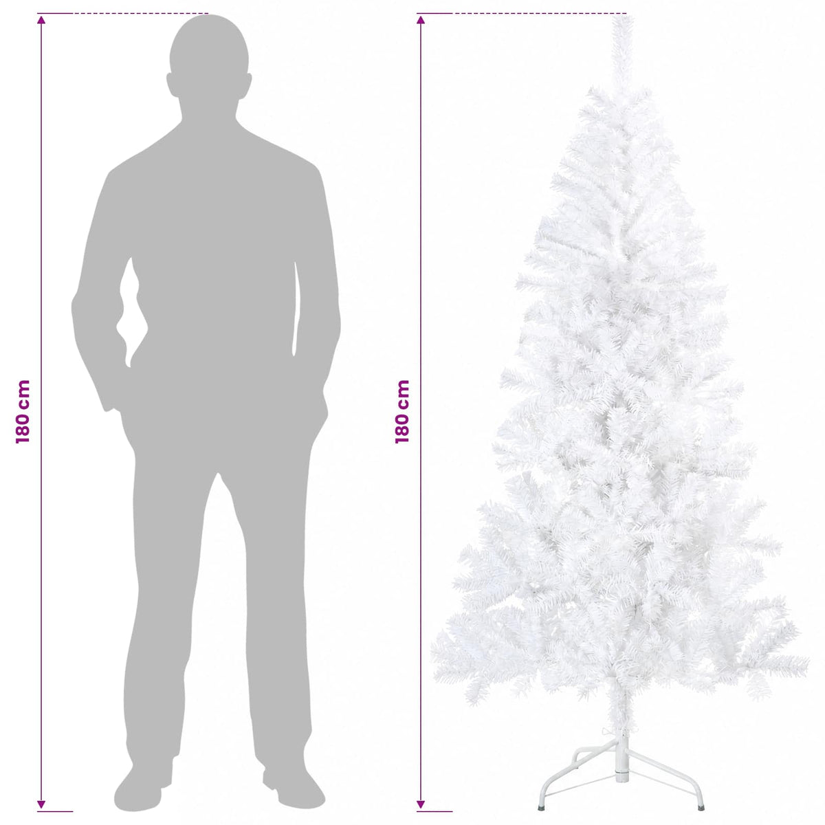 vidaXL Artificial Hinged Christmas Tree 180 cm 300 LEDs Warm White