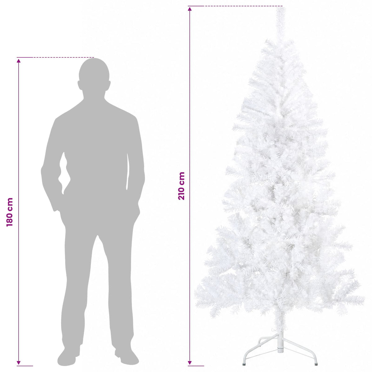 vidaXL Artificial Hinged Christmas Tree 210 cm 300 LEDs Warm White
