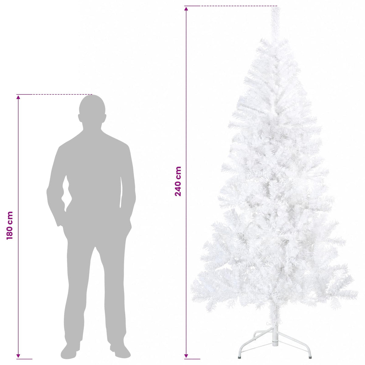vidaXL Artificial Hinged Christmas Tree 240 cm 300 LEDs Warm White