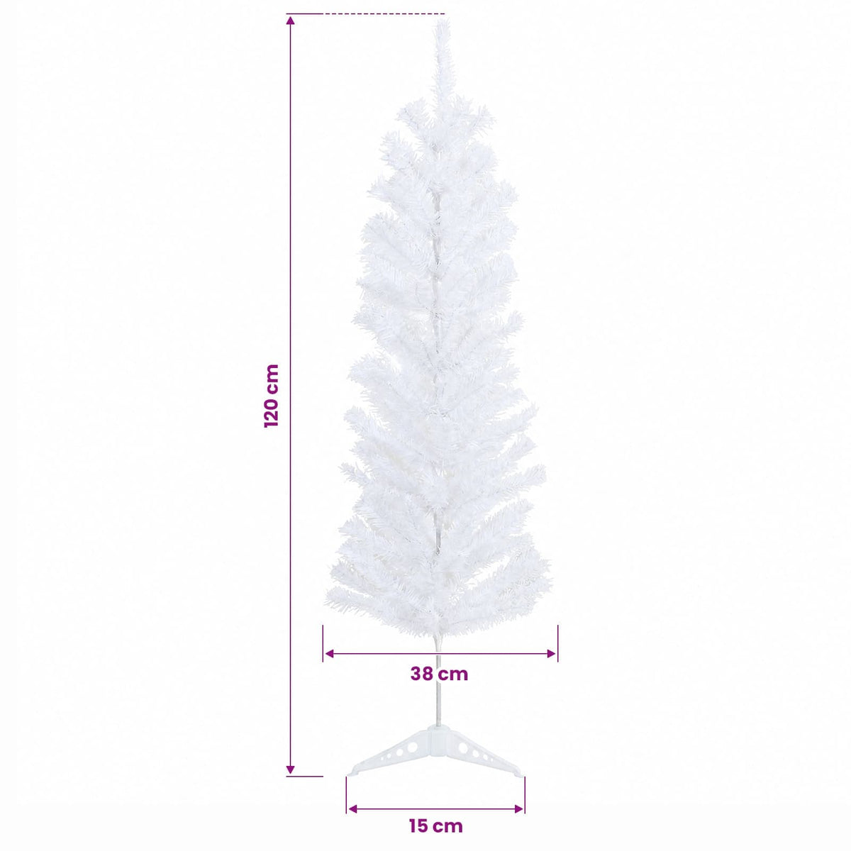 vidaXL Artificial Slim Christmas Tree with Bauble 120 cm 150 LEDs