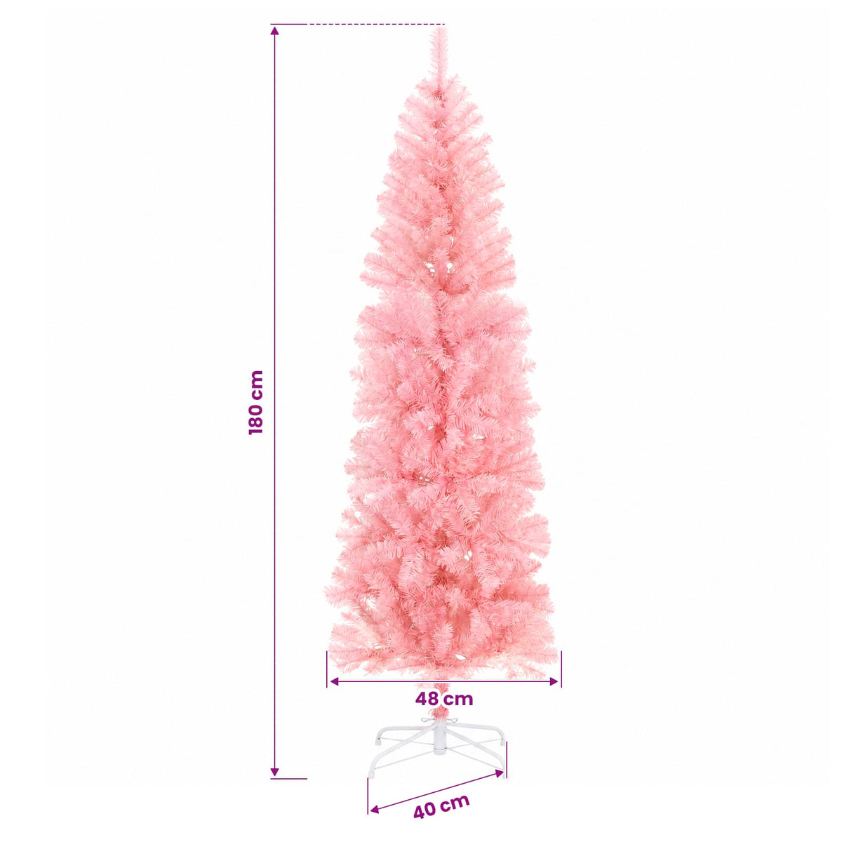 vidaXL Artificial Slim Christmas Tree with Bauble 180 cm 300 LEDs
