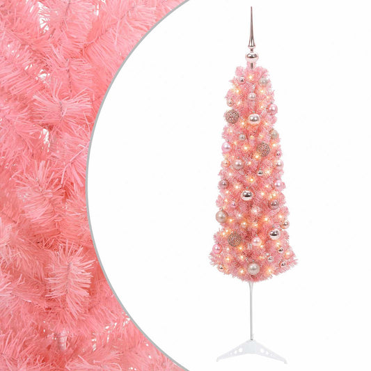 vidaXL Artificial Slim Christmas Tree with Bauble 150 cm 150 LEDs