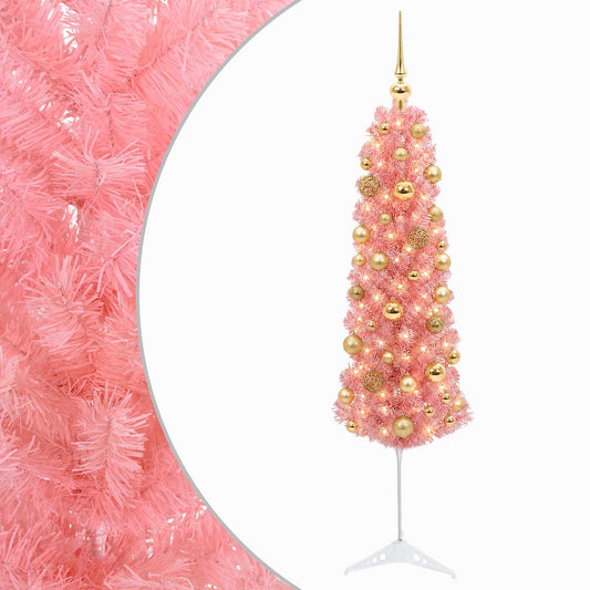 vidaXL Artificial Slim Christmas Tree with Bauble 150 cm 150 LEDs