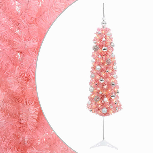 vidaXL Artificial Slim Christmas Tree with Bauble 150 cm 150 LEDs
