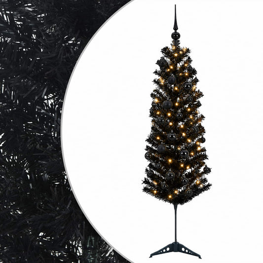 vidaXL Artificial Slim Christmas Tree with Bauble 150 cm 150 LEDs