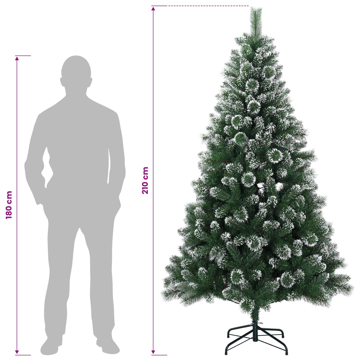 vidaXL Artificial Christmas Tree 210 cm 300 LEDs Warm White