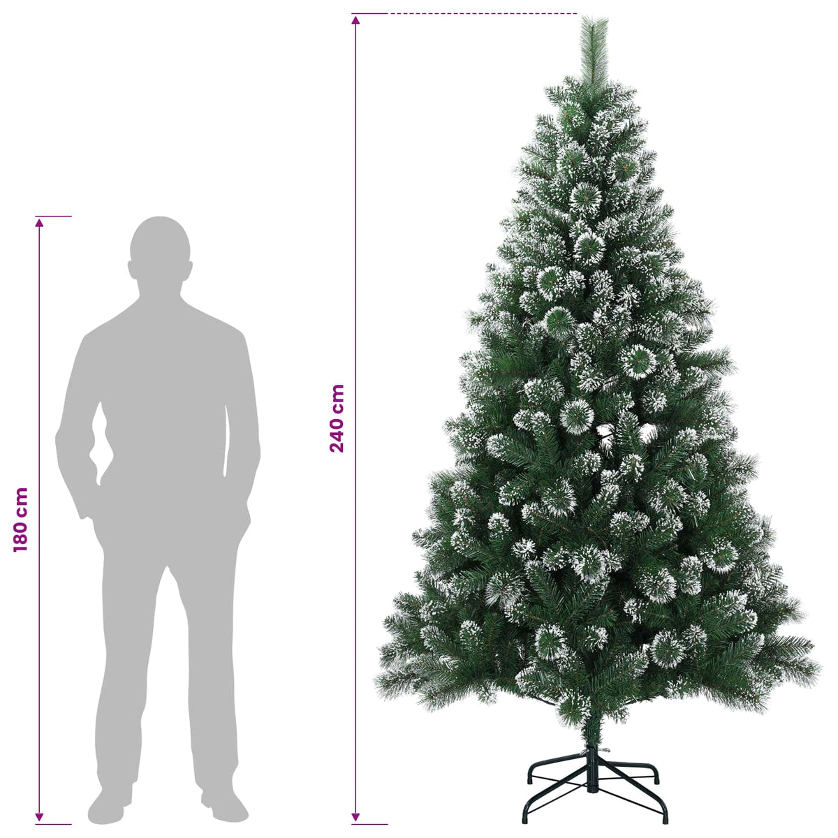 vidaXL Artificial Christmas Tree 240 cm 300 LEDs Warm White