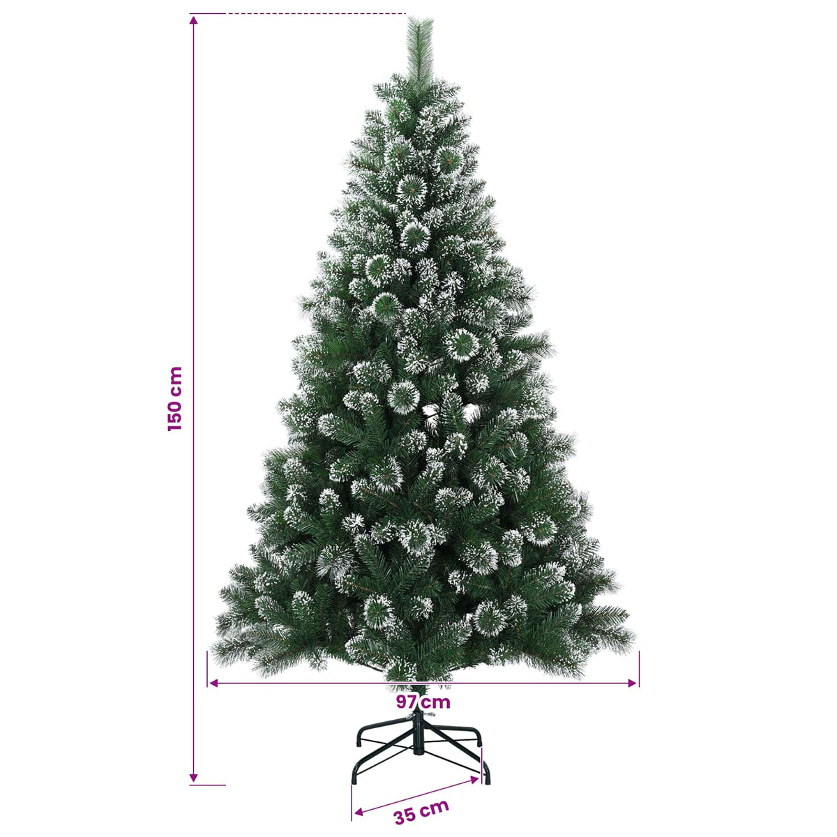vidaXL Artificial Christmas Tree with Bauble 150 cm 150 LEDs