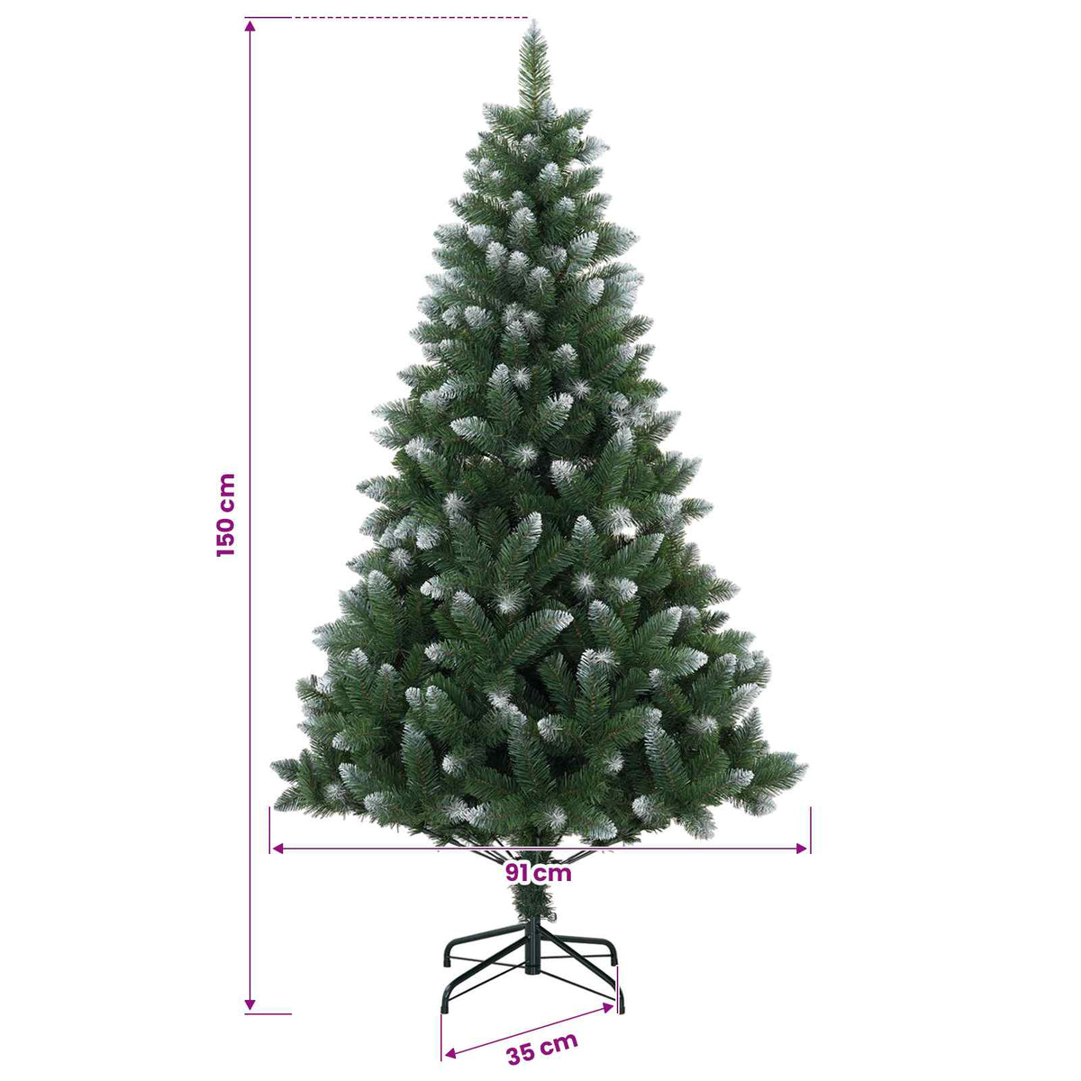 vidaXL Artificial Christmas Tree with Bauble 150 cm 150 LEDs