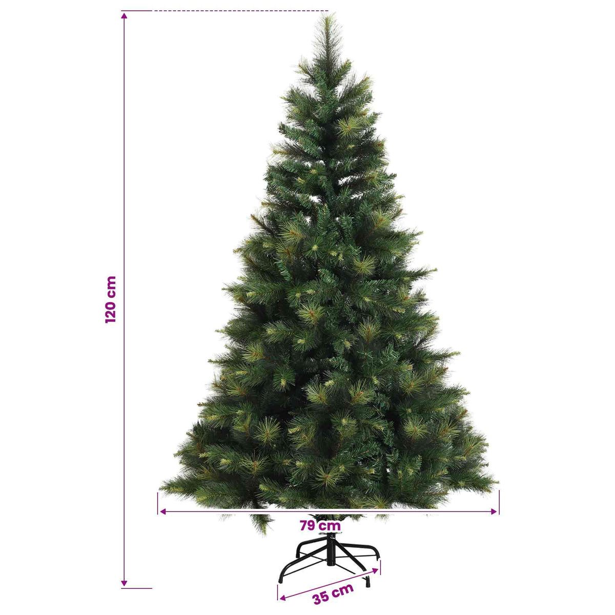 vidaXL Artificial Hinged Christmas Tree 120 cm 150 LEDs Warm White