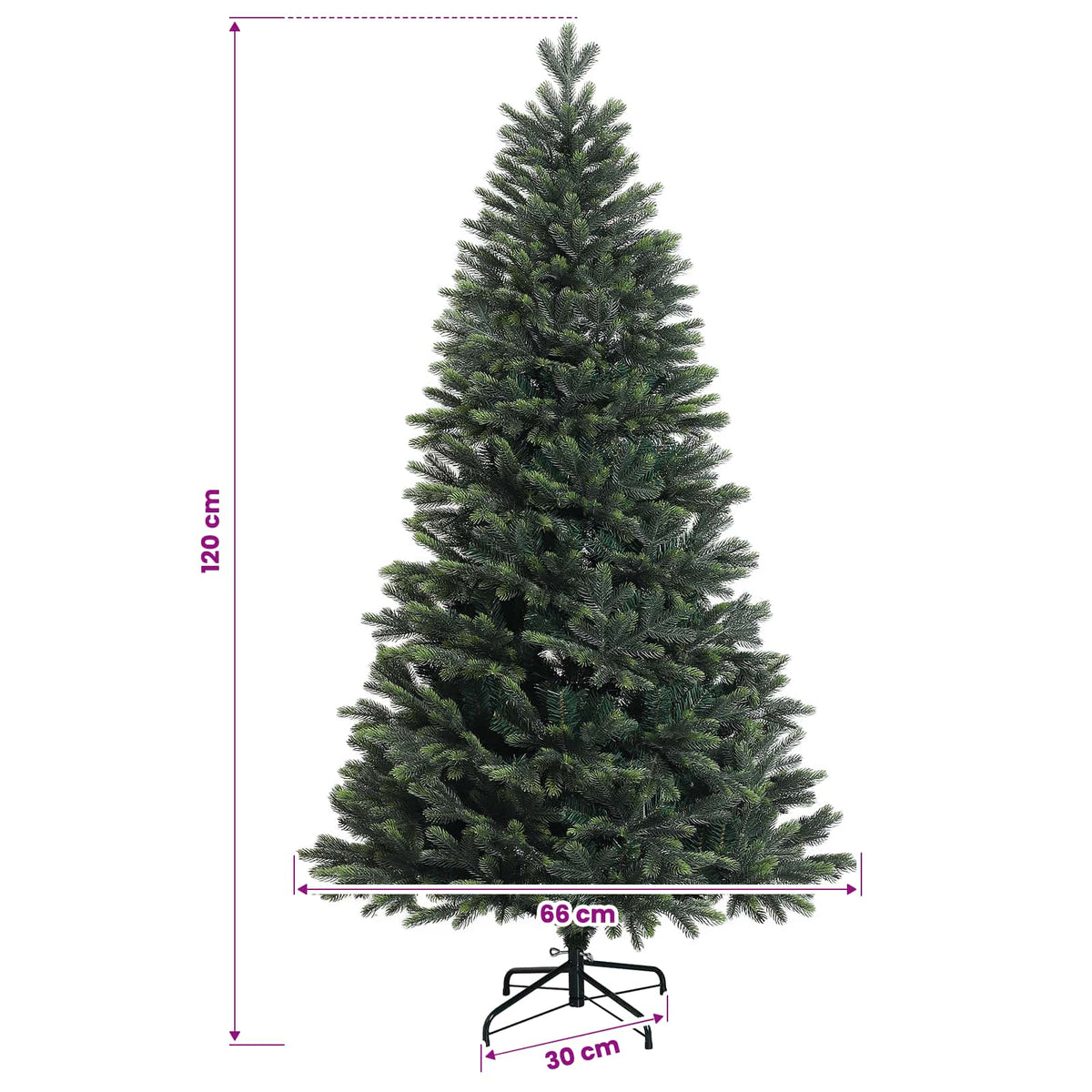 vidaXL Artificial Hinged Christmas Tree 120 cm 150 LEDs Warm White