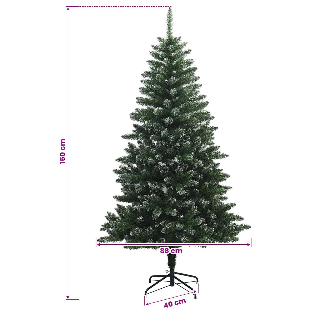 vidaXL Artificial Hinged Christmas Tree 150 cm 150 LEDs Warm White
