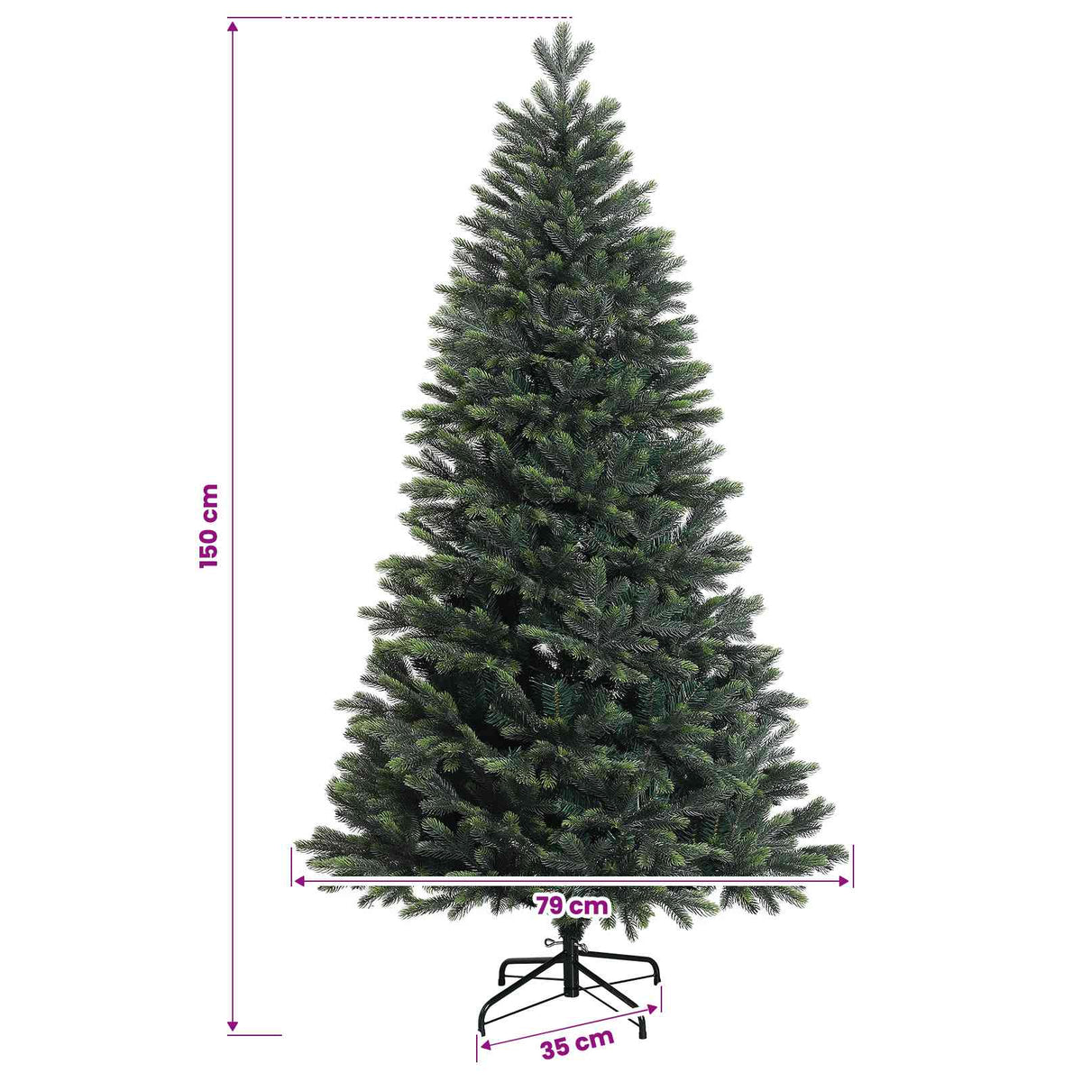 vidaXL Artificial Christmas Tree with Bauble 150 cm 150 LEDs