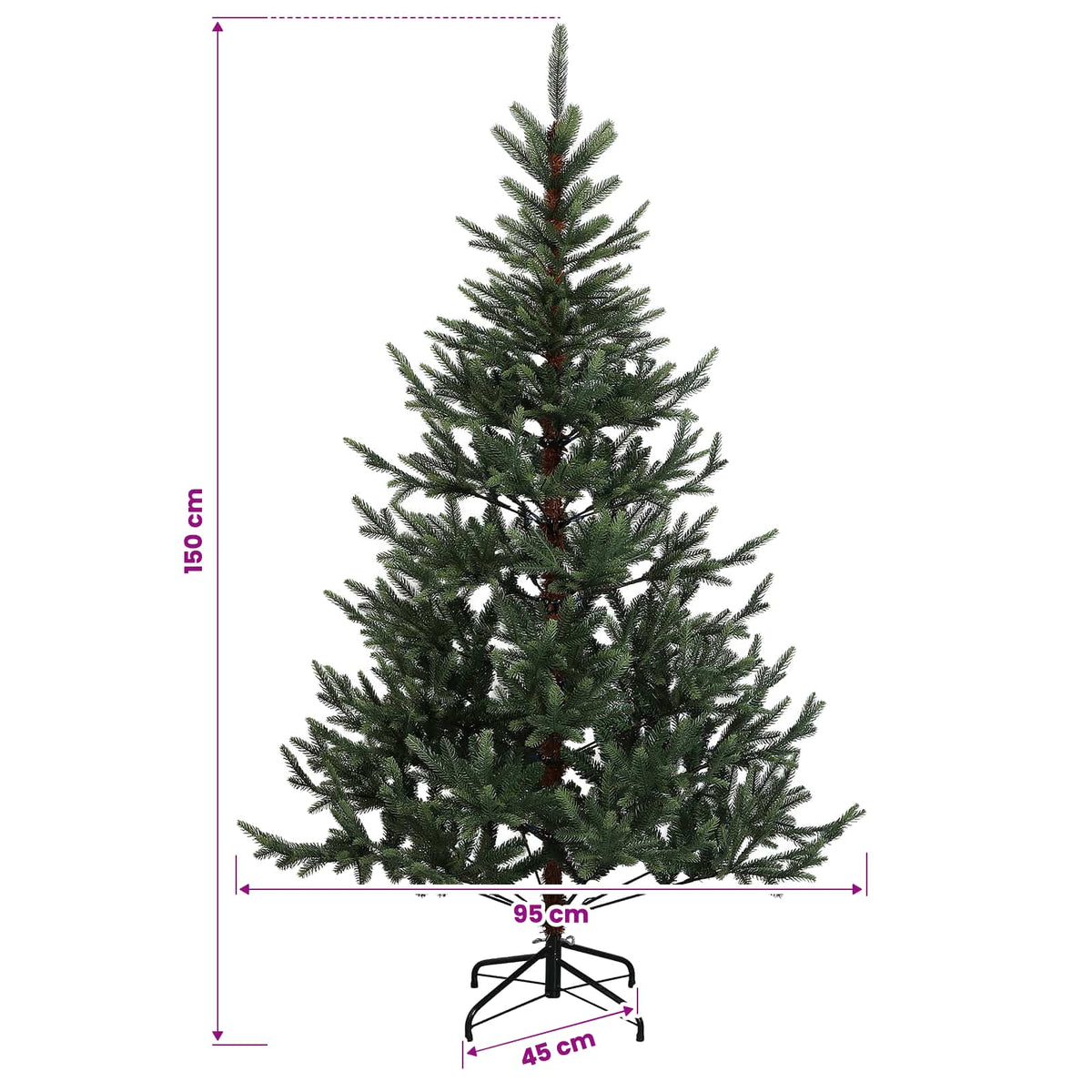 vidaXL Artificial Christmas Tree with Bauble 150 cm 150 LEDs