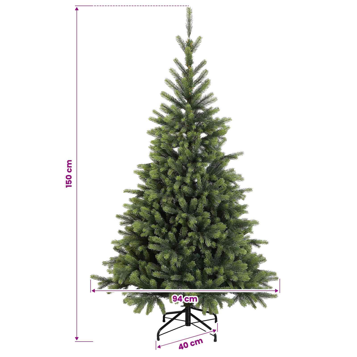 vidaXL Artificial Christmas Tree with Bauble 150 cm 150 LEDs