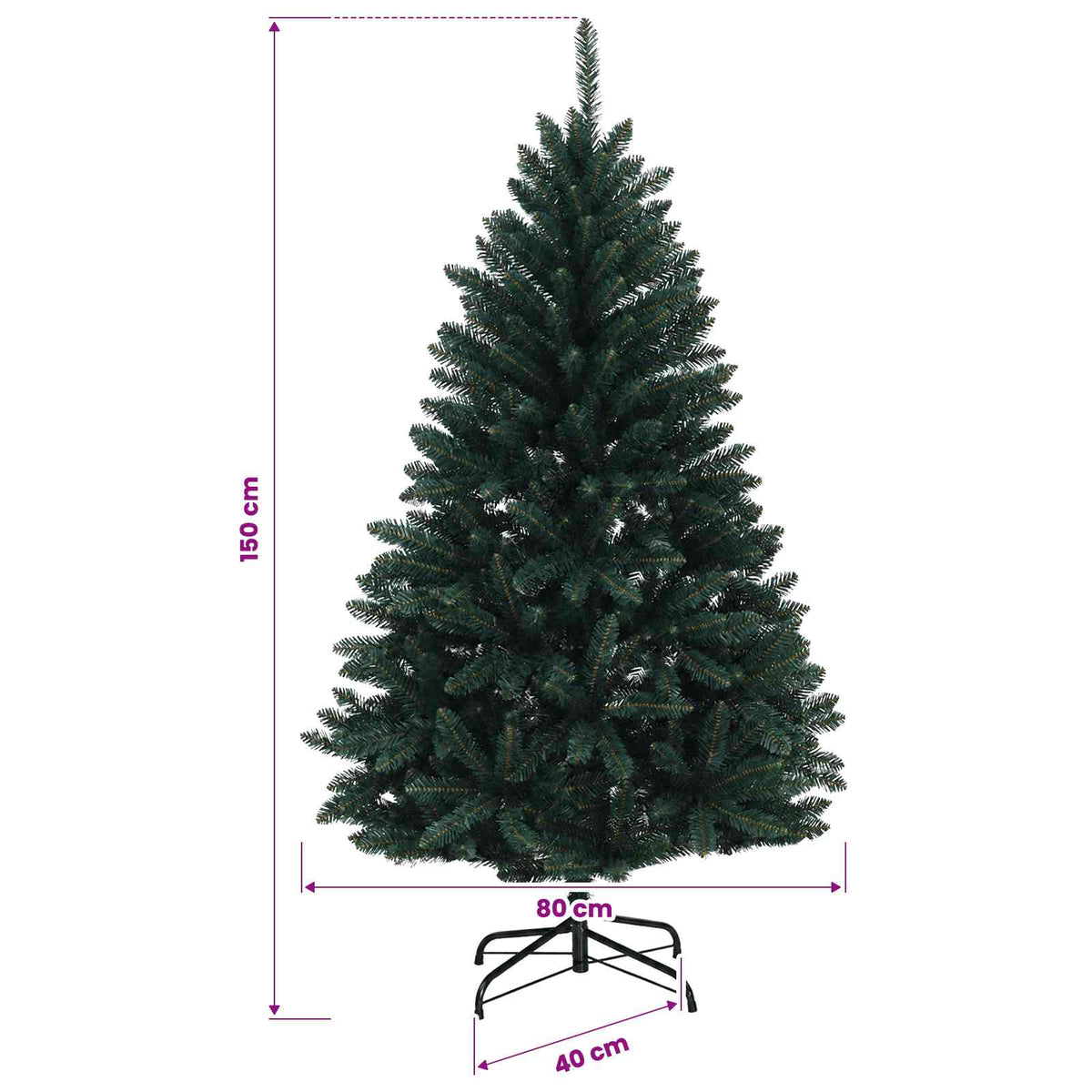 vidaXL Artificial Christmas Tree Dark Green with Bauble 150 cm