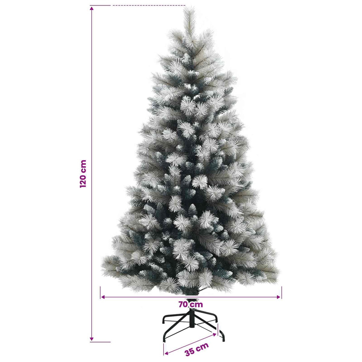 vidaXL Artificial Hinged Christmas Tree with Baubles 120 cm 150 LEDs
