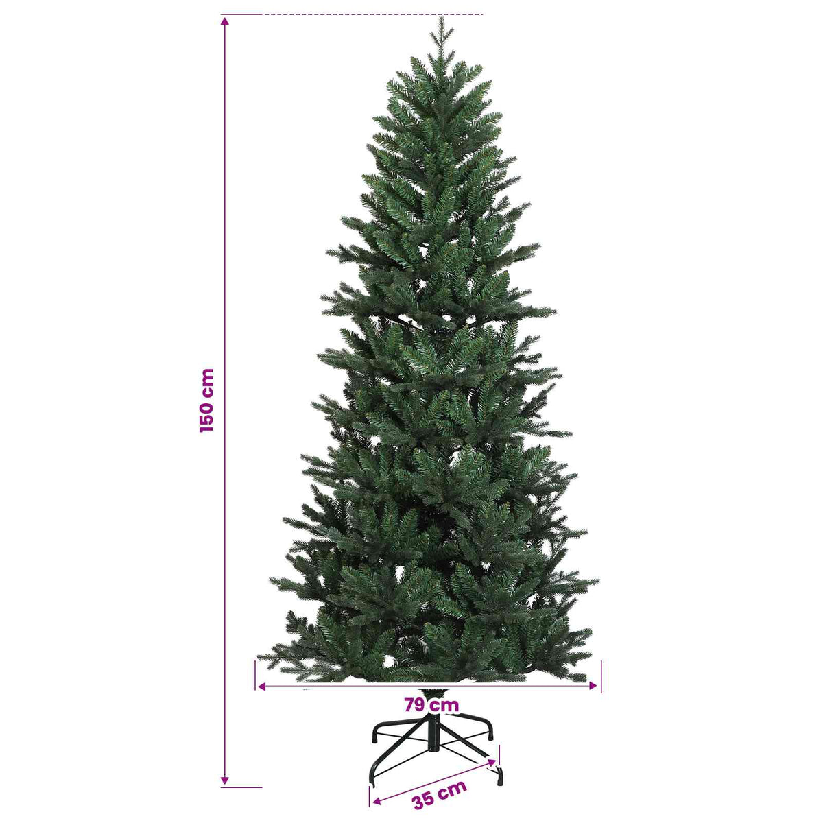 vidaXL Artificial Christmas Tree with Bauble 150 cm 150 LEDs