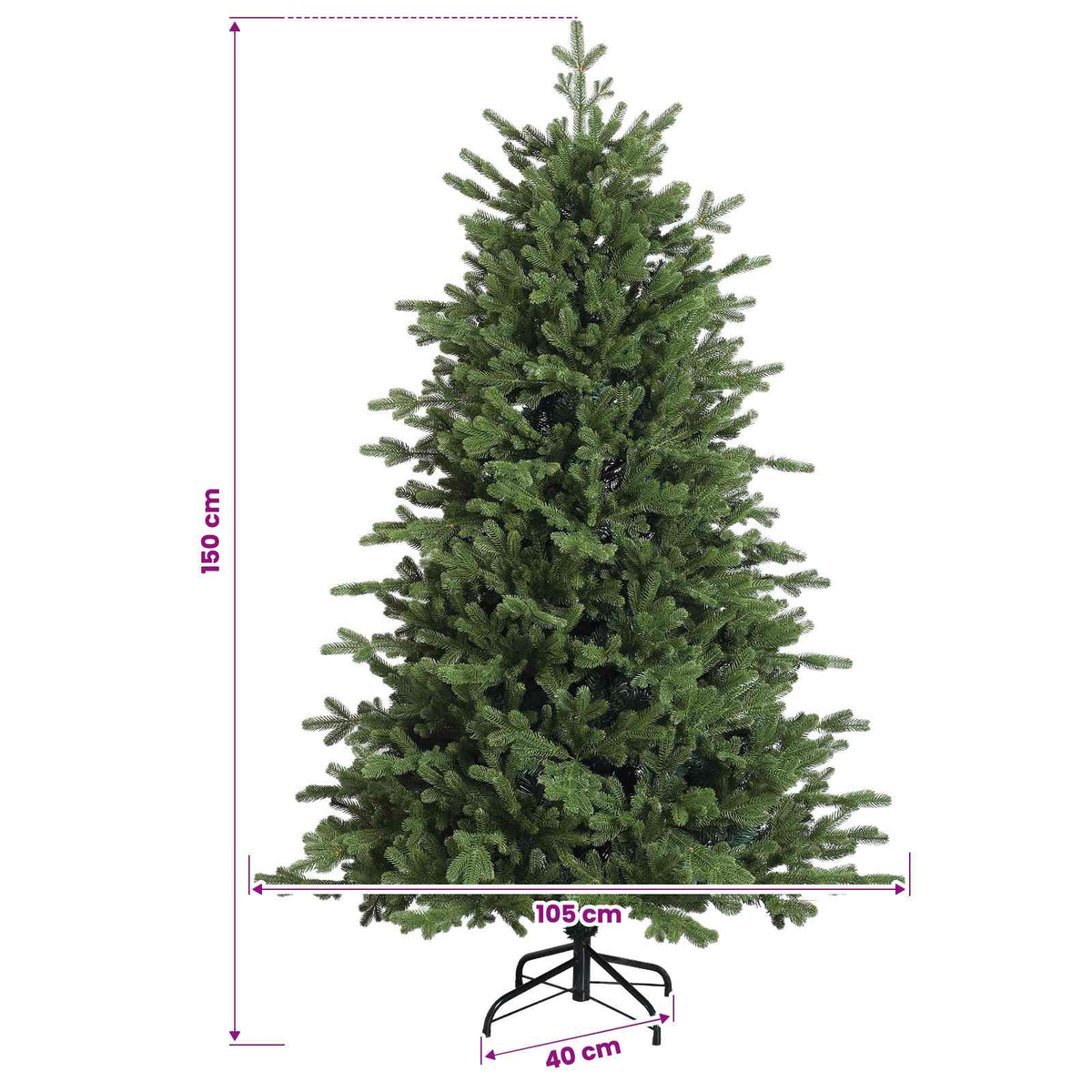 vidaXL Artificial Christmas Tree with Bauble 150 cm 150 LEDs