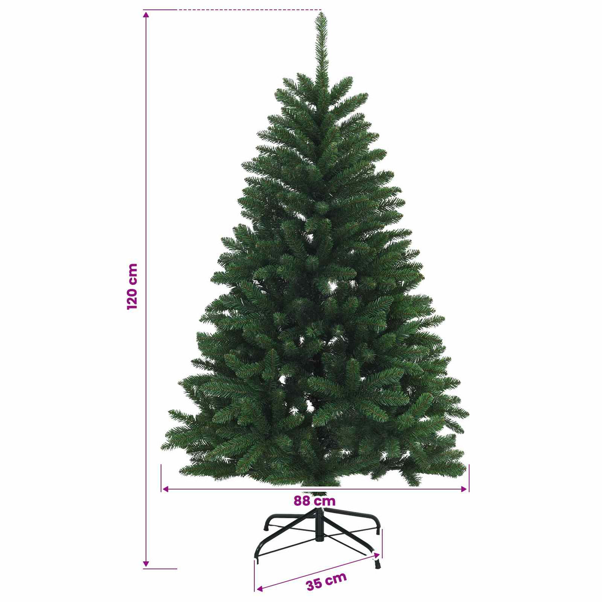 vidaXL Artificial Christmas Tree Mid-green with Ornament 120 cm