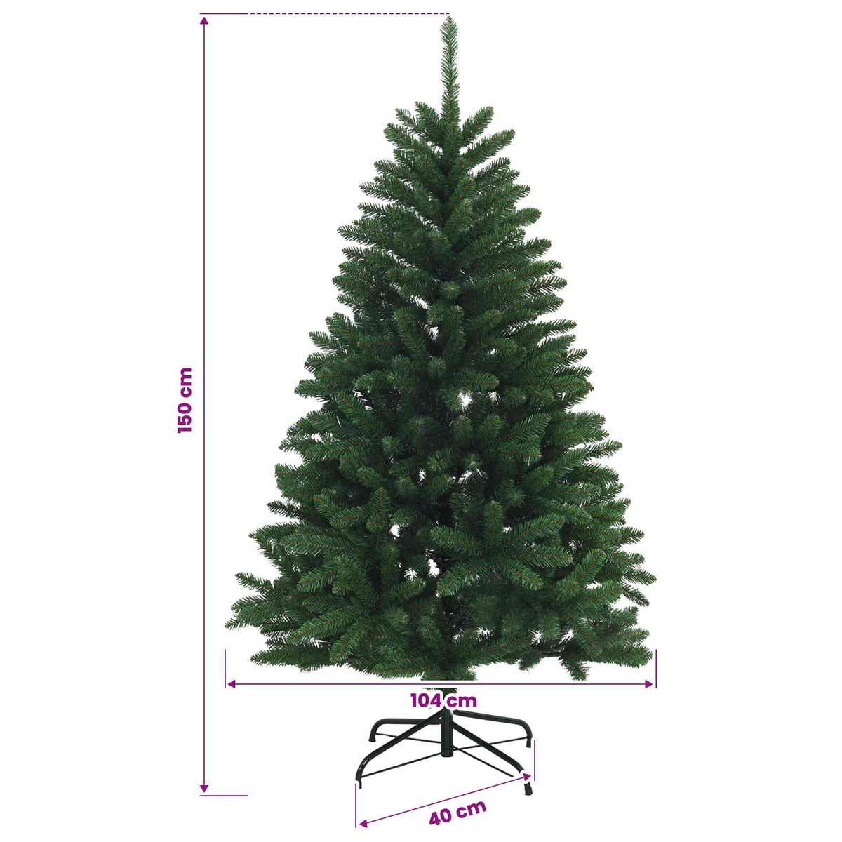 vidaXL Artificial Christmas Tree Mid-green with Ornament 150 cm