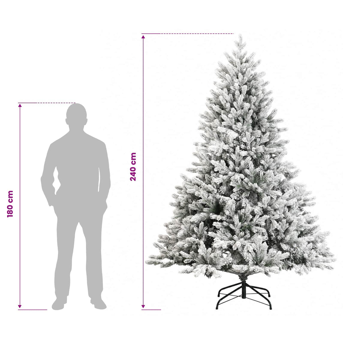 vidaXL Artificial Hinged Christmas Tree 240 cm 300 LEDs Warm White
