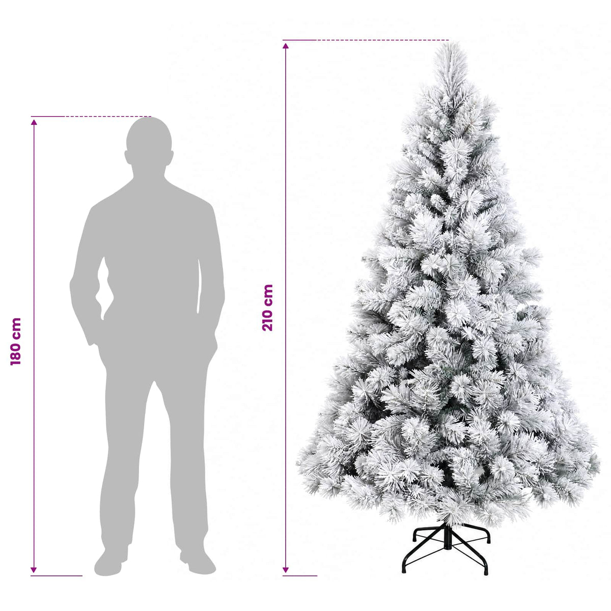 vidaXL Artificial Hinged Christmas Tree 210 cm 300 LEDs Warm White