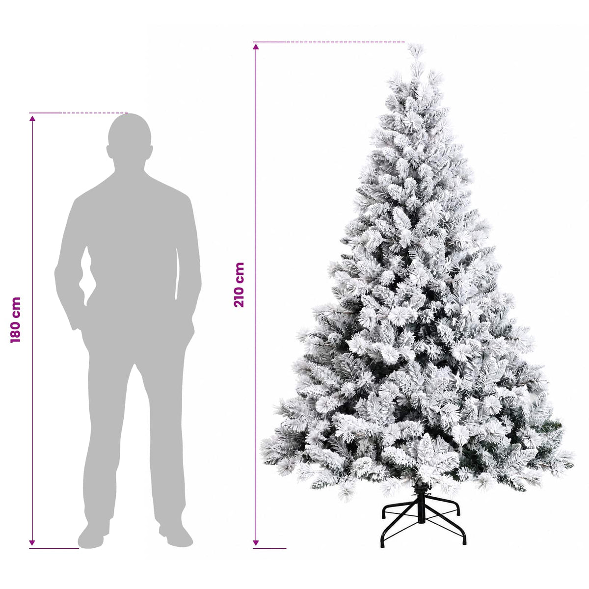 vidaXL Artificial Hinged Christmas Tree 210 cm 300 LEDs Warm White