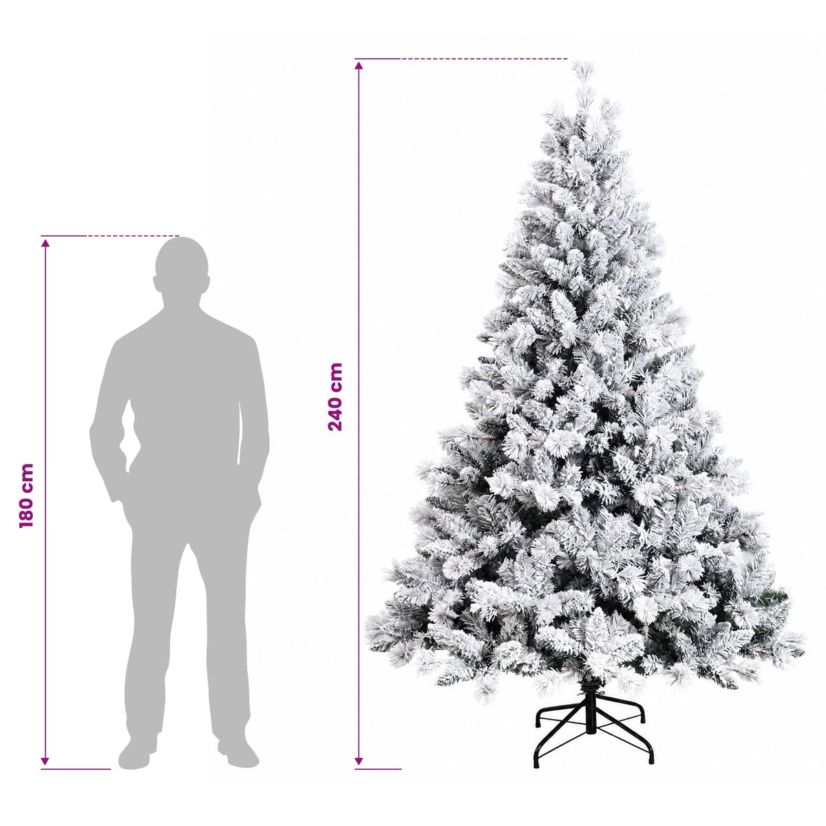 vidaXL Artificial Hinged Christmas Tree 240 cm 300 LEDs Warm White