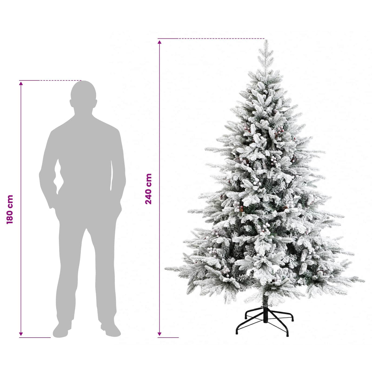 vidaXL Artificial Hinged Christmas Tree 240 cm 300 LEDs Warm White
