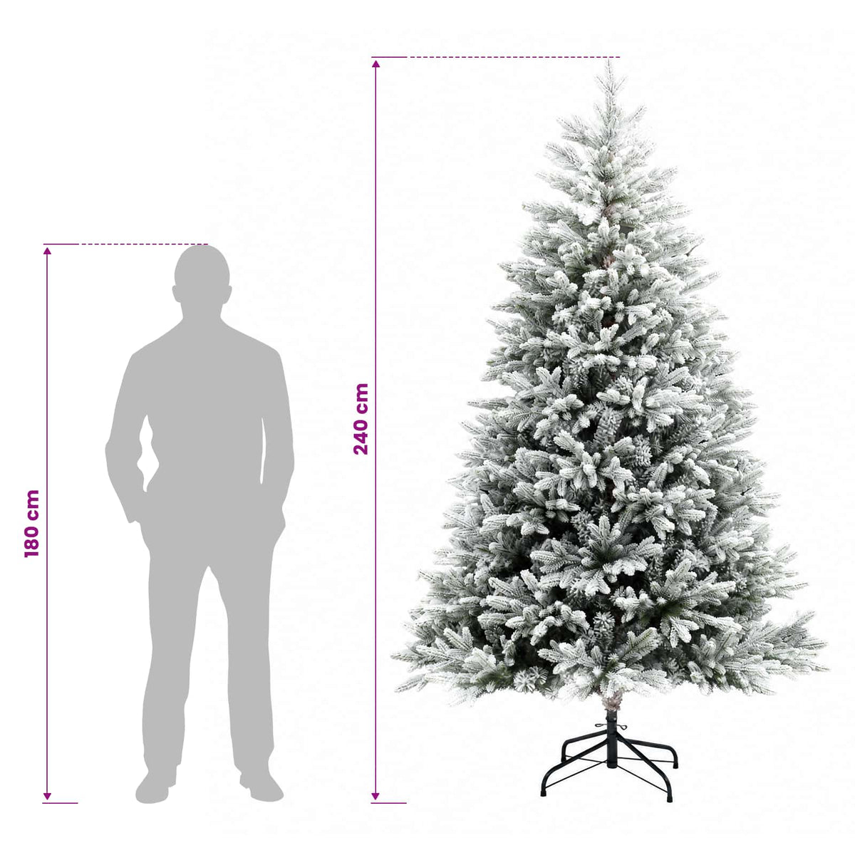 vidaXL Artificial Hinged Christmas Tree 240 cm 300 LEDs Warm White