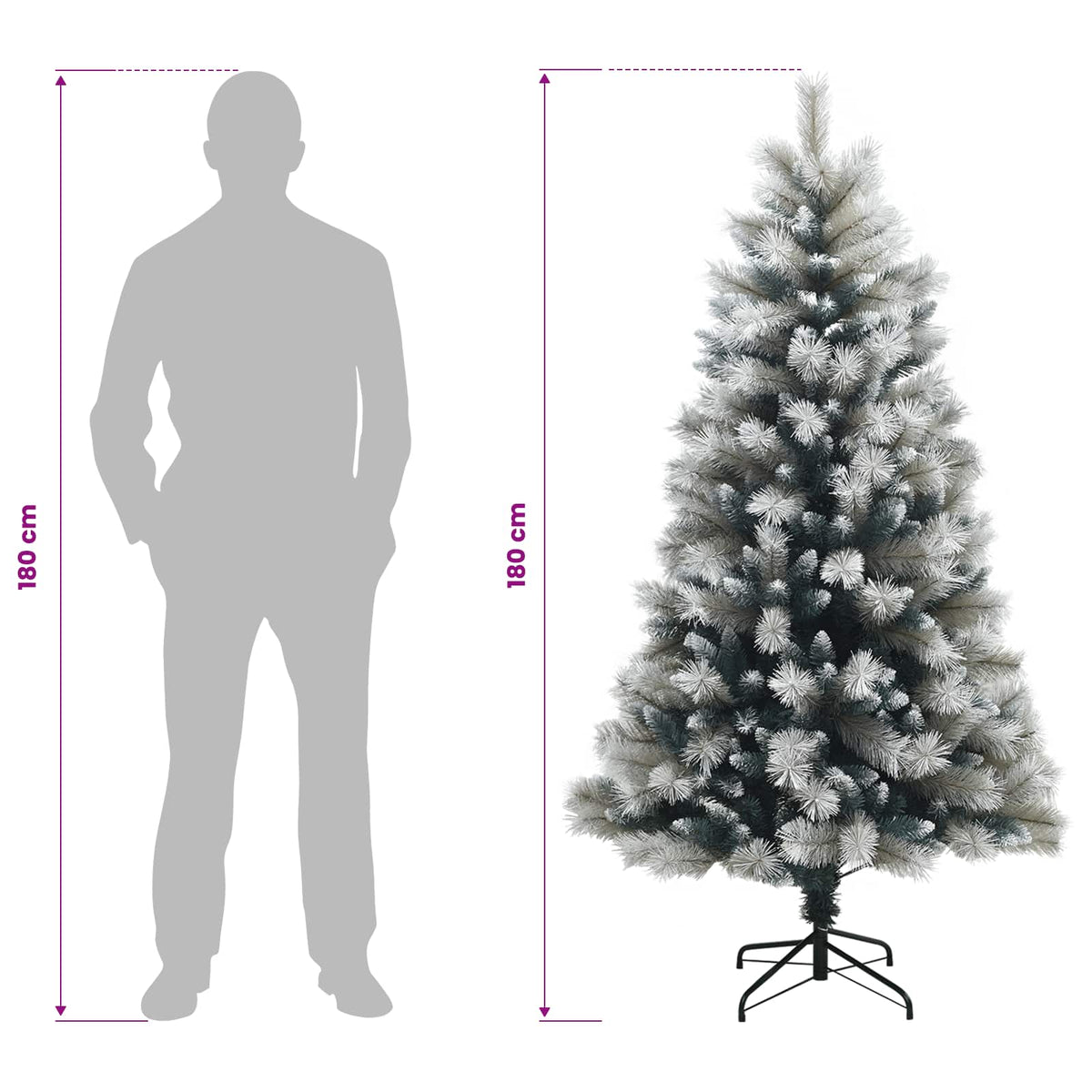 vidaXL Artificial Hinged Christmas Tree 180 cm 300 LEDs Warm White