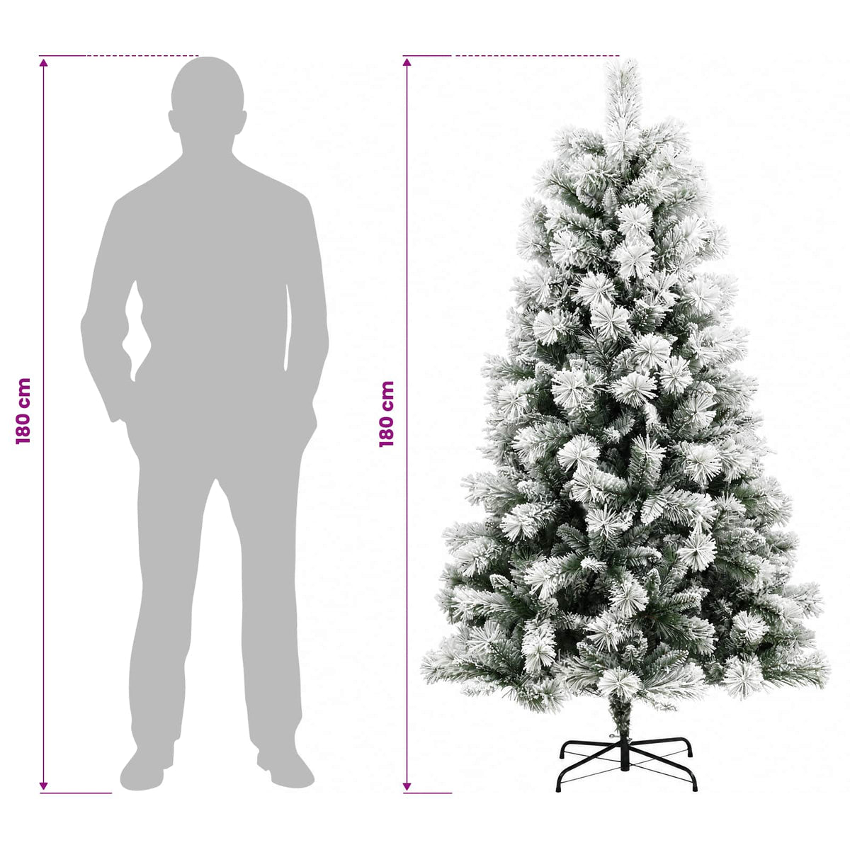 vidaXL Artificial Hinged Christmas Tree 180 cm 300 LEDs Warm White