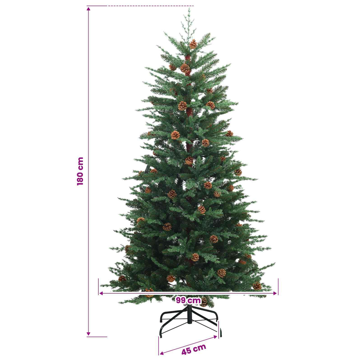 vidaXL Artificial Christmas Tree with Bauble 180 cm 300 LEDs