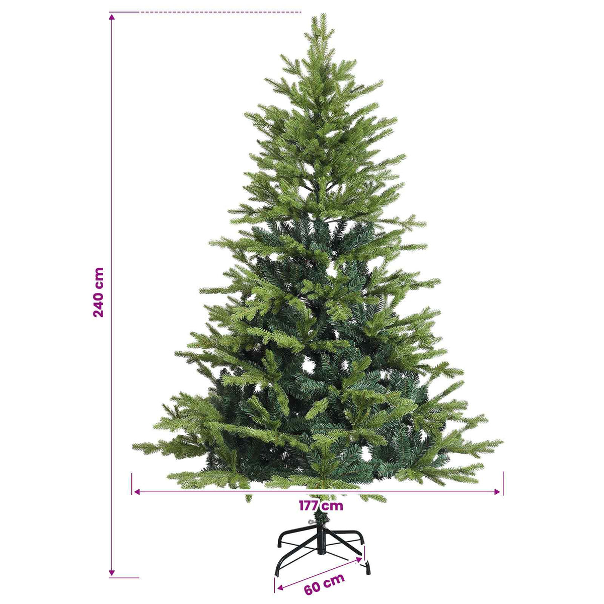 vidaXL Artificial Christmas Tree with Bauble 240 cm 300 LEDs