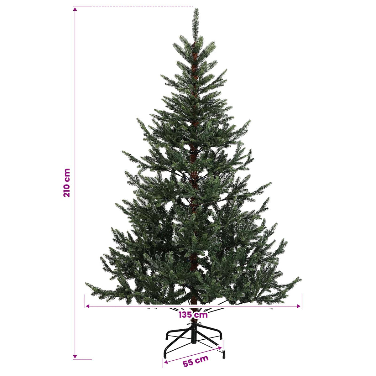 vidaXL Artificial Christmas Tree with Bauble 210 cm 300 LEDs