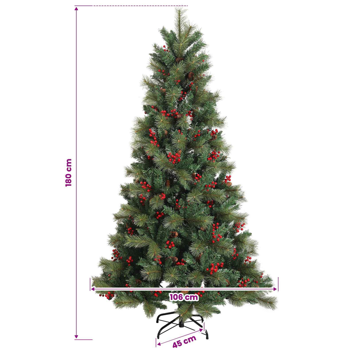 vidaXL Artificial Christmas Tree with Bauble 180 cm 300 LEDs